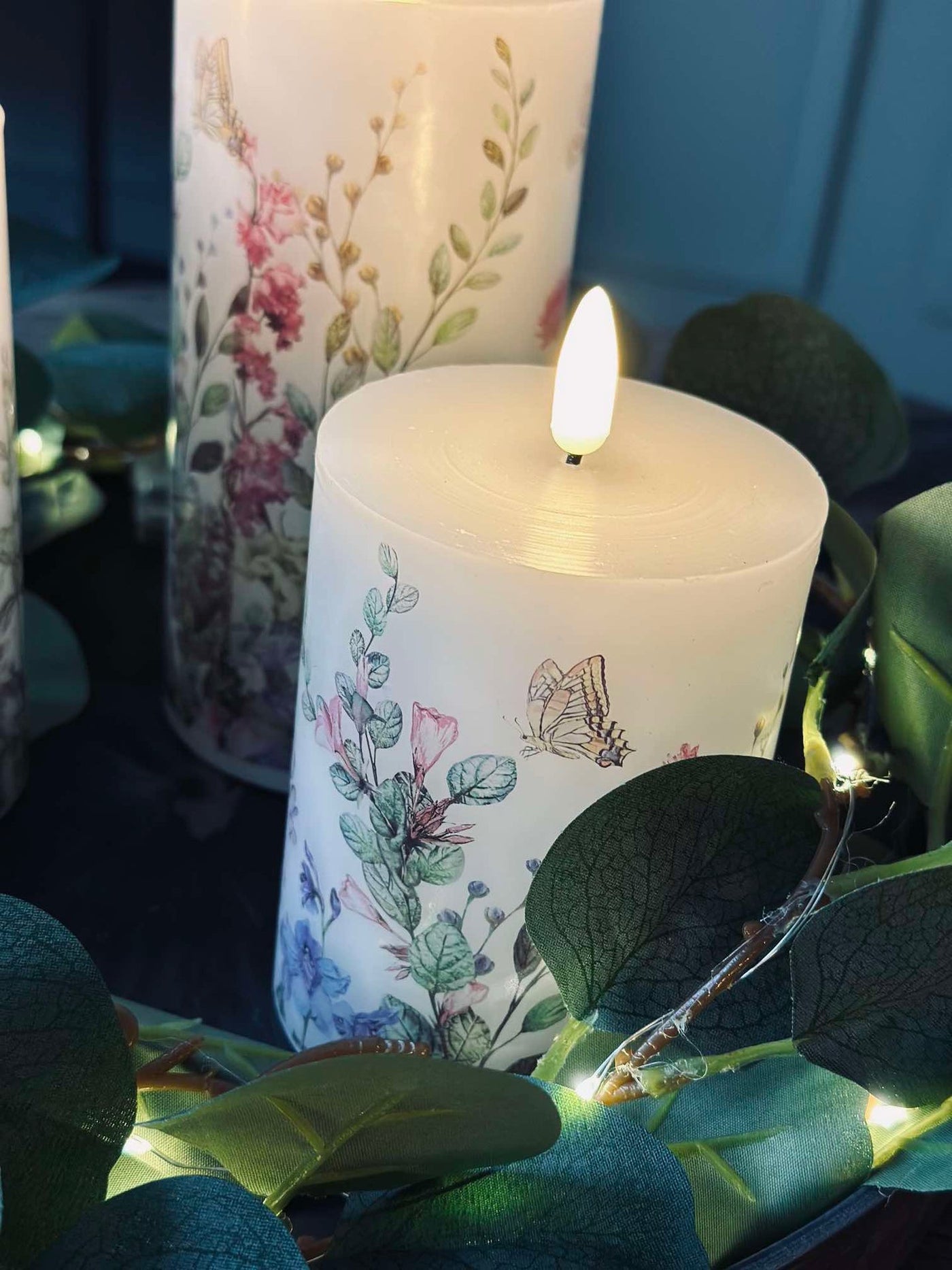 LED blockljus FLORA – Set med 3 st och fjärrkontroll