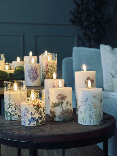 LED blockljus FLORA – Set med 3 st och fjärrkontroll