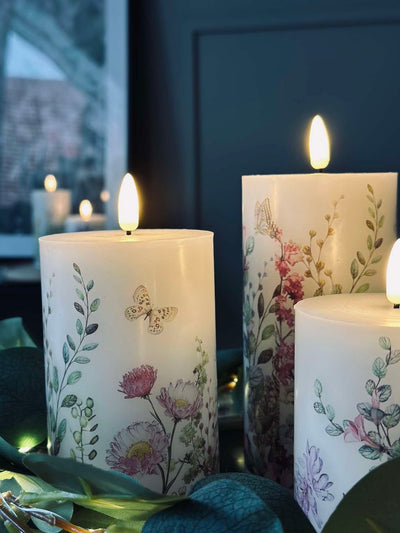 LED blockljus FLORA – Set med 3 st och fjärrkontroll