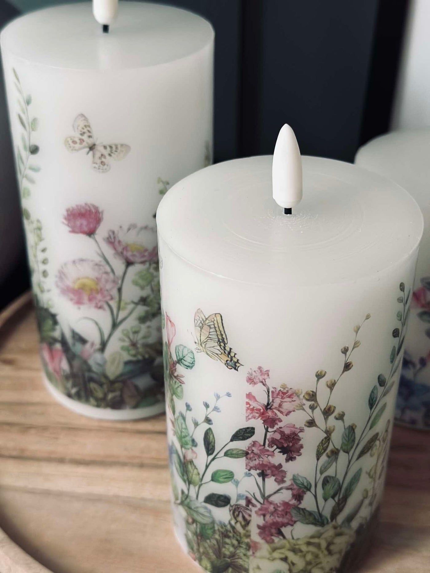 LED blockljus FLORA – Set med 3 st och fjärrkontroll