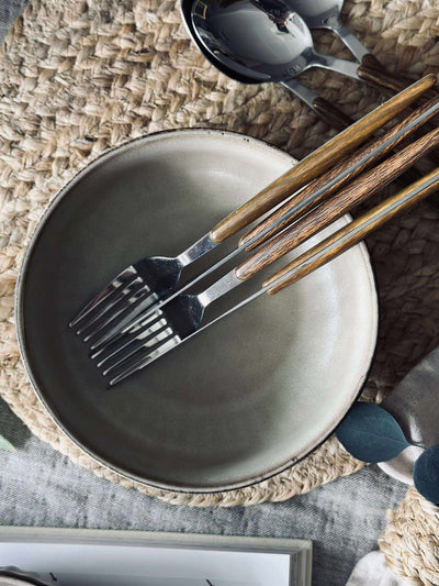 Skål VIGA randig stengods - Matt brun 16cm