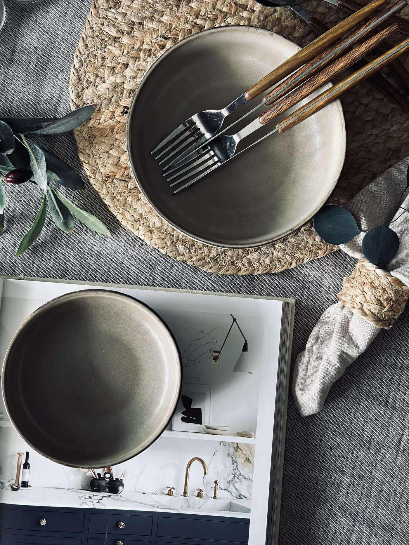 Skål VIGA randig stengods - Matt brun 16cm