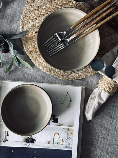 Skål VIGA randig stengods - Matt brun 16cm