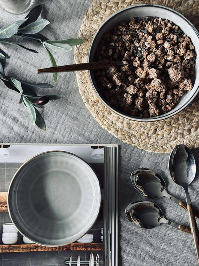 Skål VIGA randig stengods - Grå 12cm