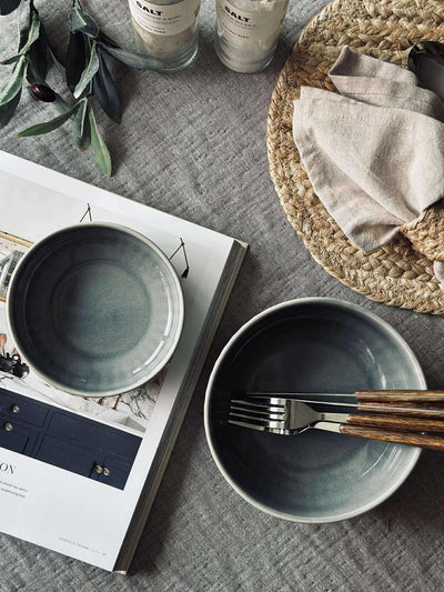 Skål VIGA randig stengods - Blå 12cm