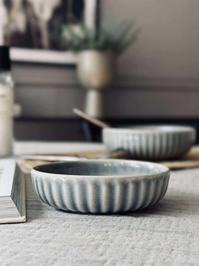 Skål VIGA randig stengods - Blå 12cm