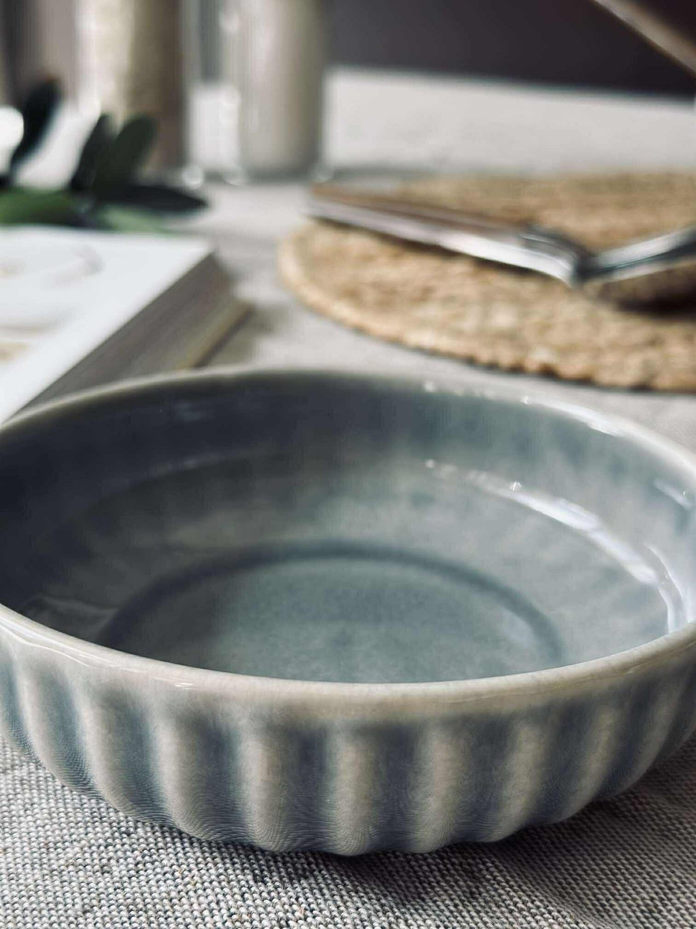 Skål VIGA randig stengods - Blå 12cm