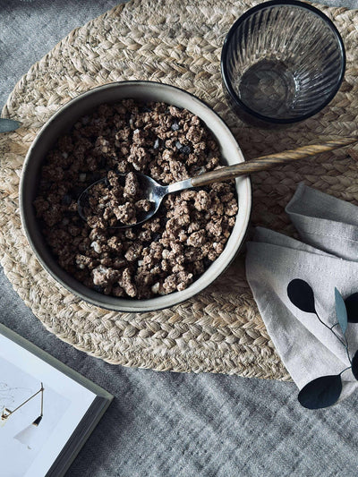 Skål VIGA randig stengods - Matt brun 16cm