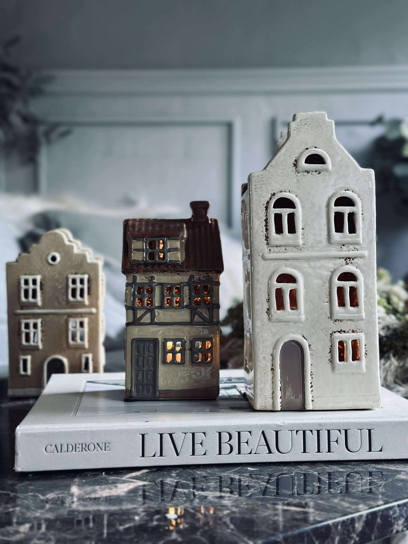 Ljuslykta Keramik - Vit