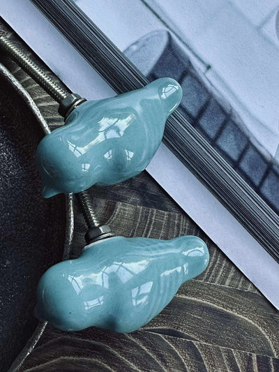 Keramiska fågelhandtag - 2 st.