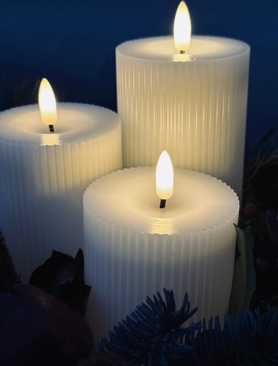 LED Blockljus med räfflor - Set med 3 st inkl fjärrkontroll