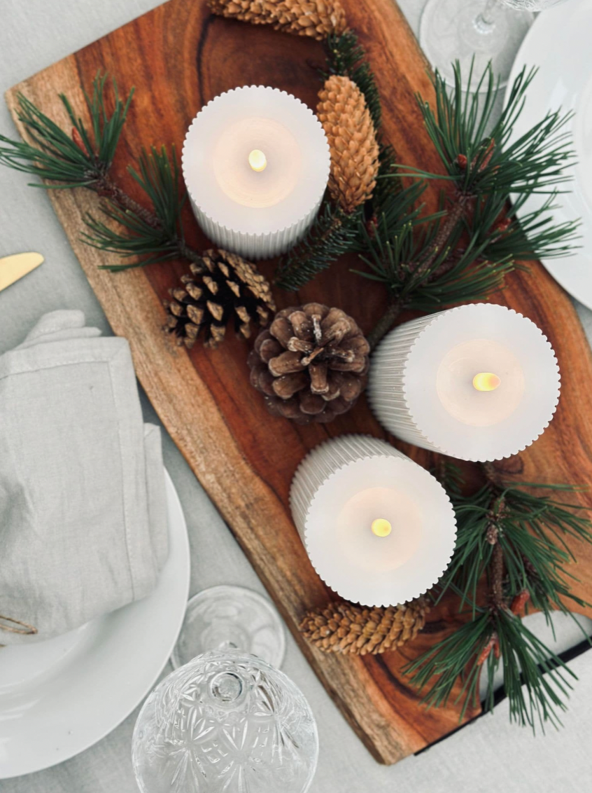 LED Blockljus med räfflor - Set med 3 st inkl fjärrkontroll