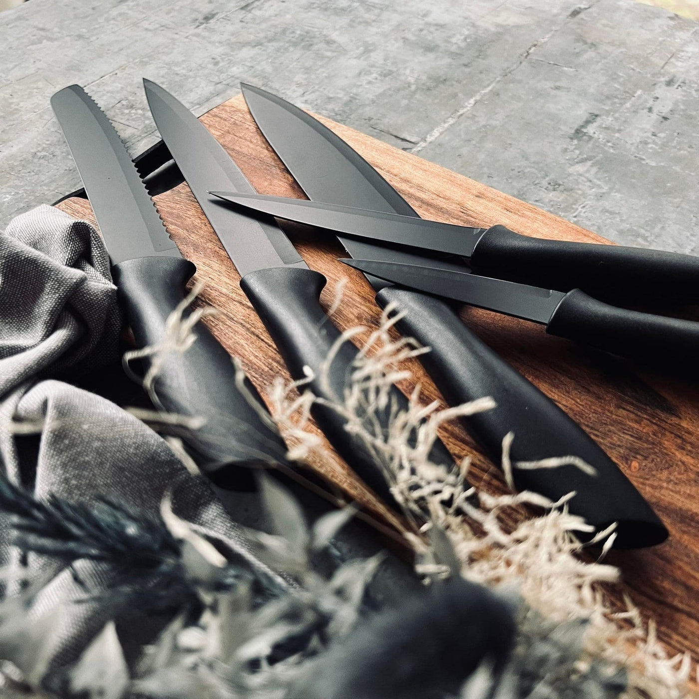 Knivset 5 st - Matt svart