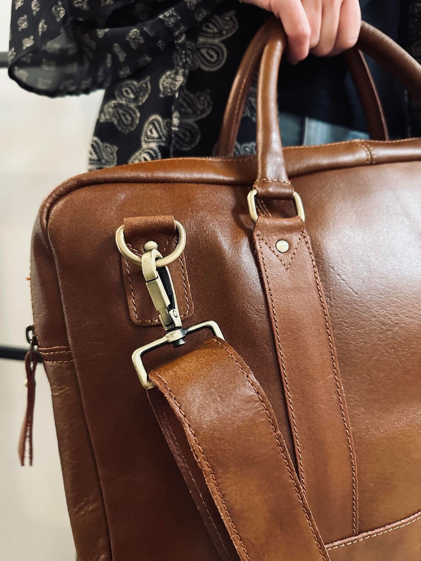 Laptop Cognac - Mjukt läder Unisex