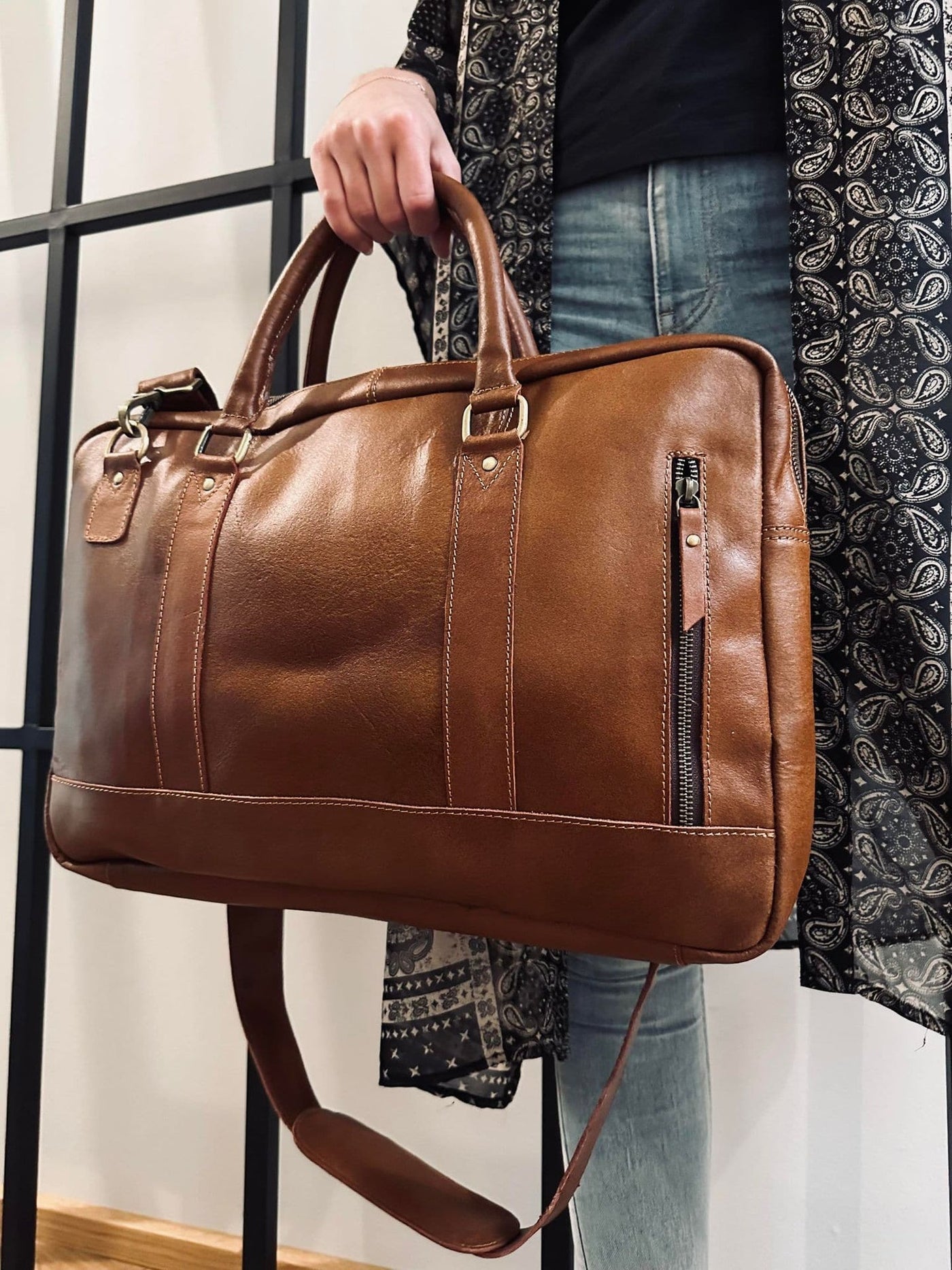 Laptop Cognac - Mjukt läder Unisex