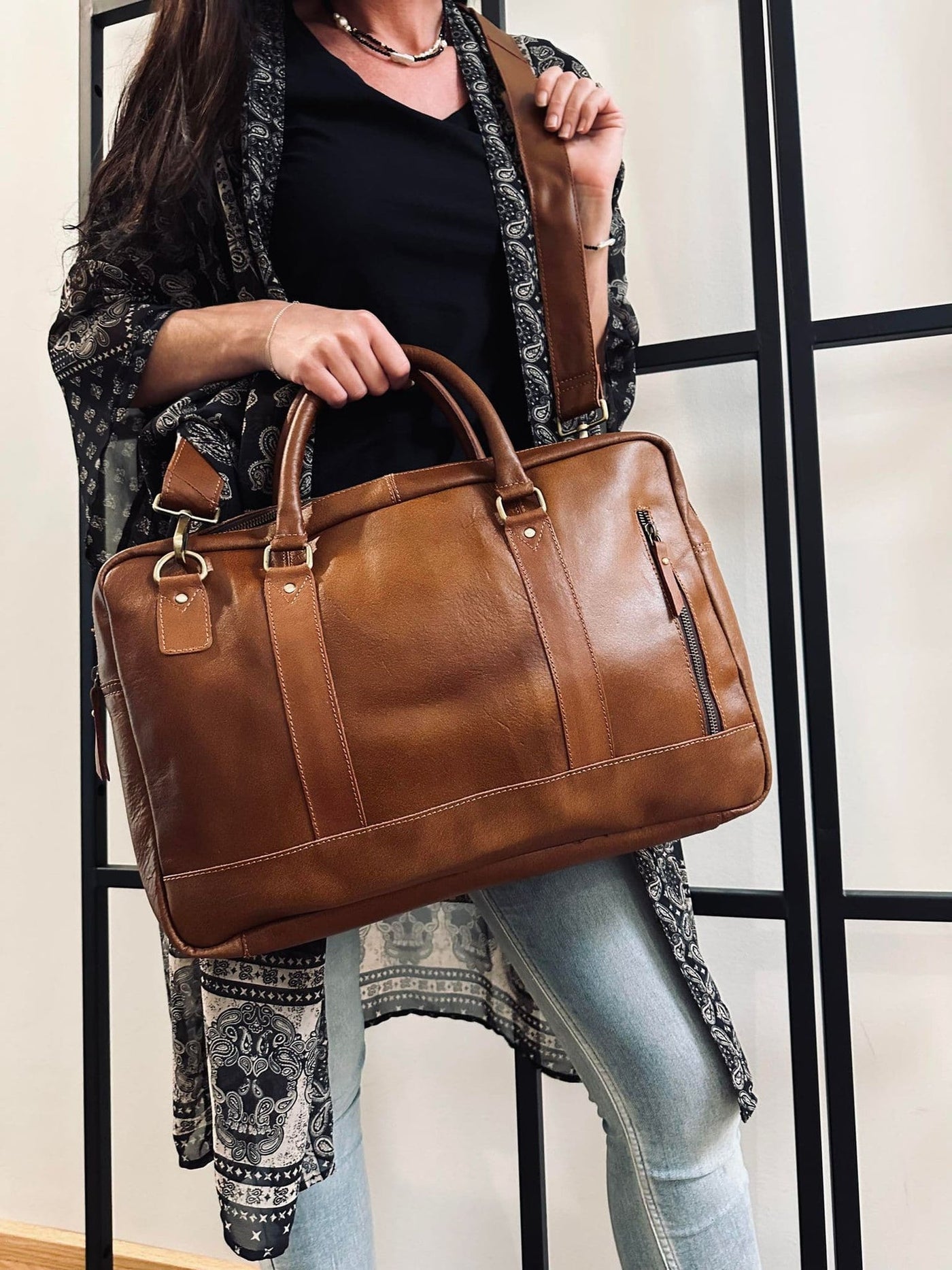 Laptop Cognac - Mjukt läder Unisex