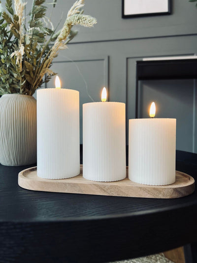 LED Blockljus med räfflor - Set med 3 st inkl fjärrkontroll