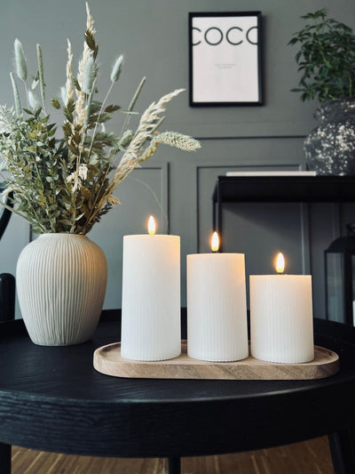 LED Blockljus med räfflor - Set med 3 st inkl fjärrkontroll