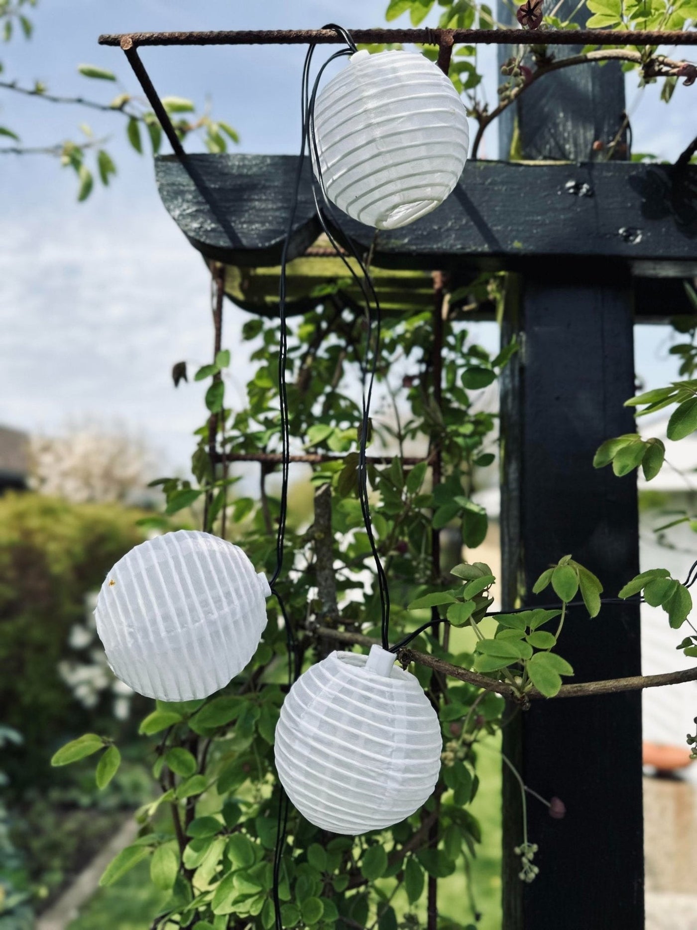 LED solcell ljusslinga, 10 vita bollar