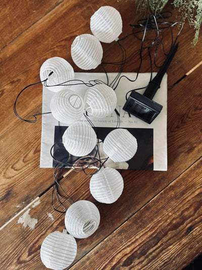 LED solcell ljusslinga, 10 vita bollar